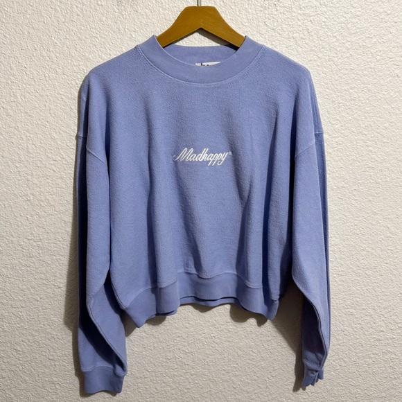 Madhappy Tops - RARE Madhappy Terrycloth Crop Crewneck Pullover Sweatshirt Purple Women’s Size M